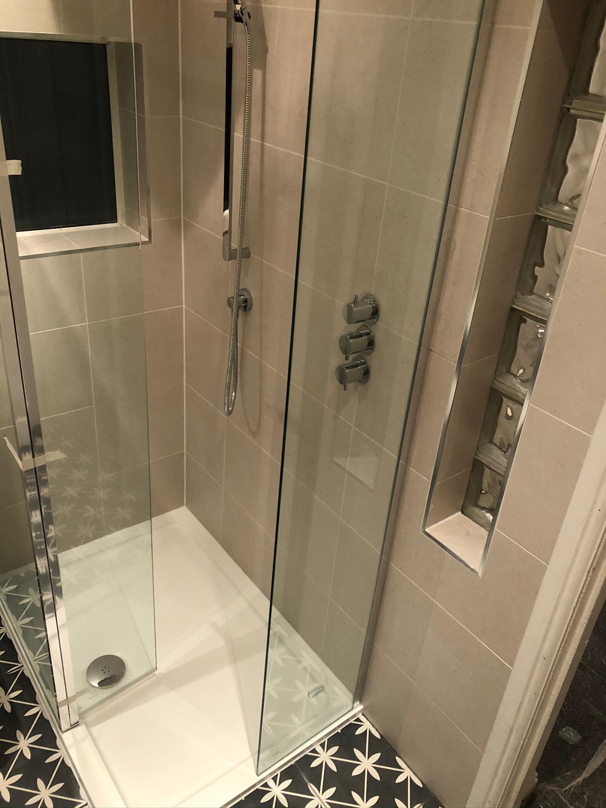 Bathroom renovation complete shower installation with concealed fittings and sanitary wear